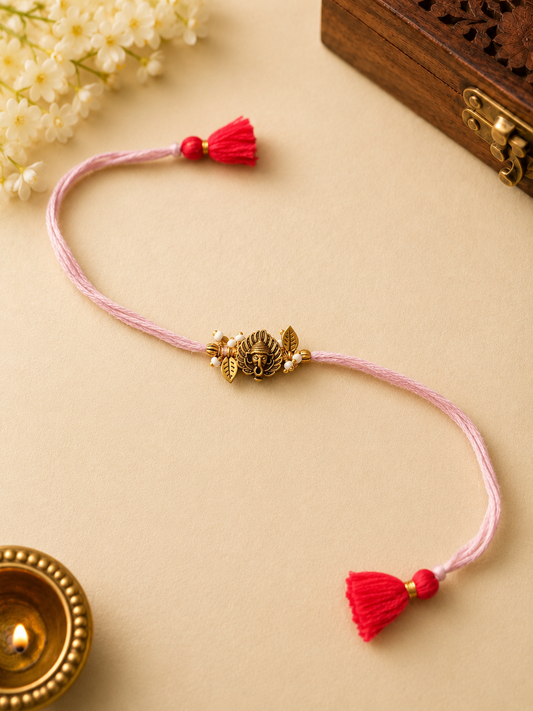 Pink Ganesha Bhabhi Rakhi - Spiritual Lumba Gift Online