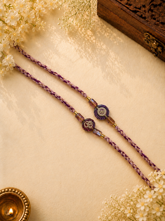 Purple Om Designer Rakhi Set for Brother