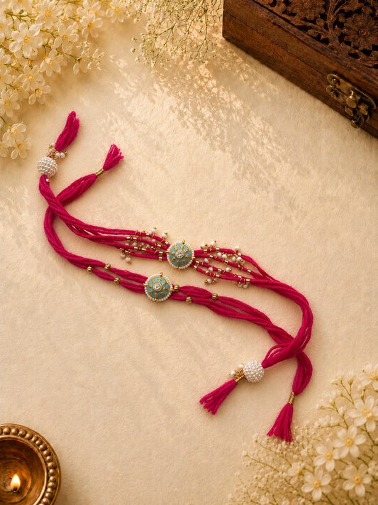 Pink Pearl Designer Rakhi Set for Brother