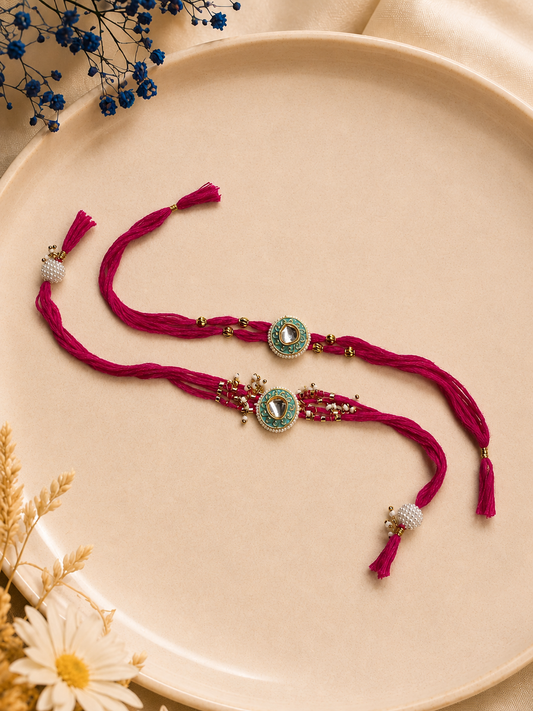 Pink Pearl Designer Rakhi Set for Brother