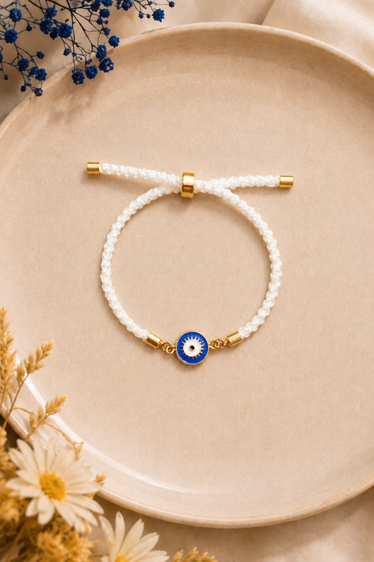 Blue Evil Eye Pearl Rakhi for Brother
