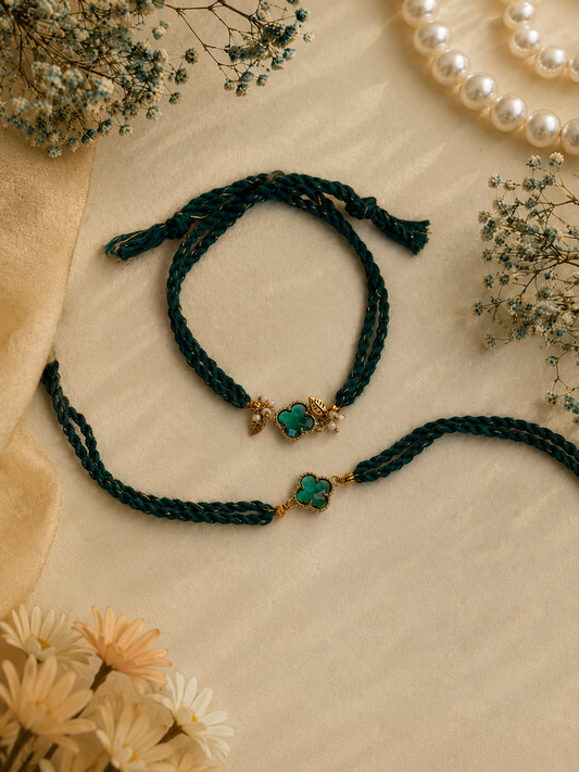 Green Clover Designer Rakhi Set for Brother
