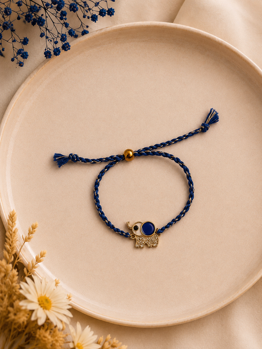 Blue Elephant Kids Rakhi with Golden Charm for Boys Gift