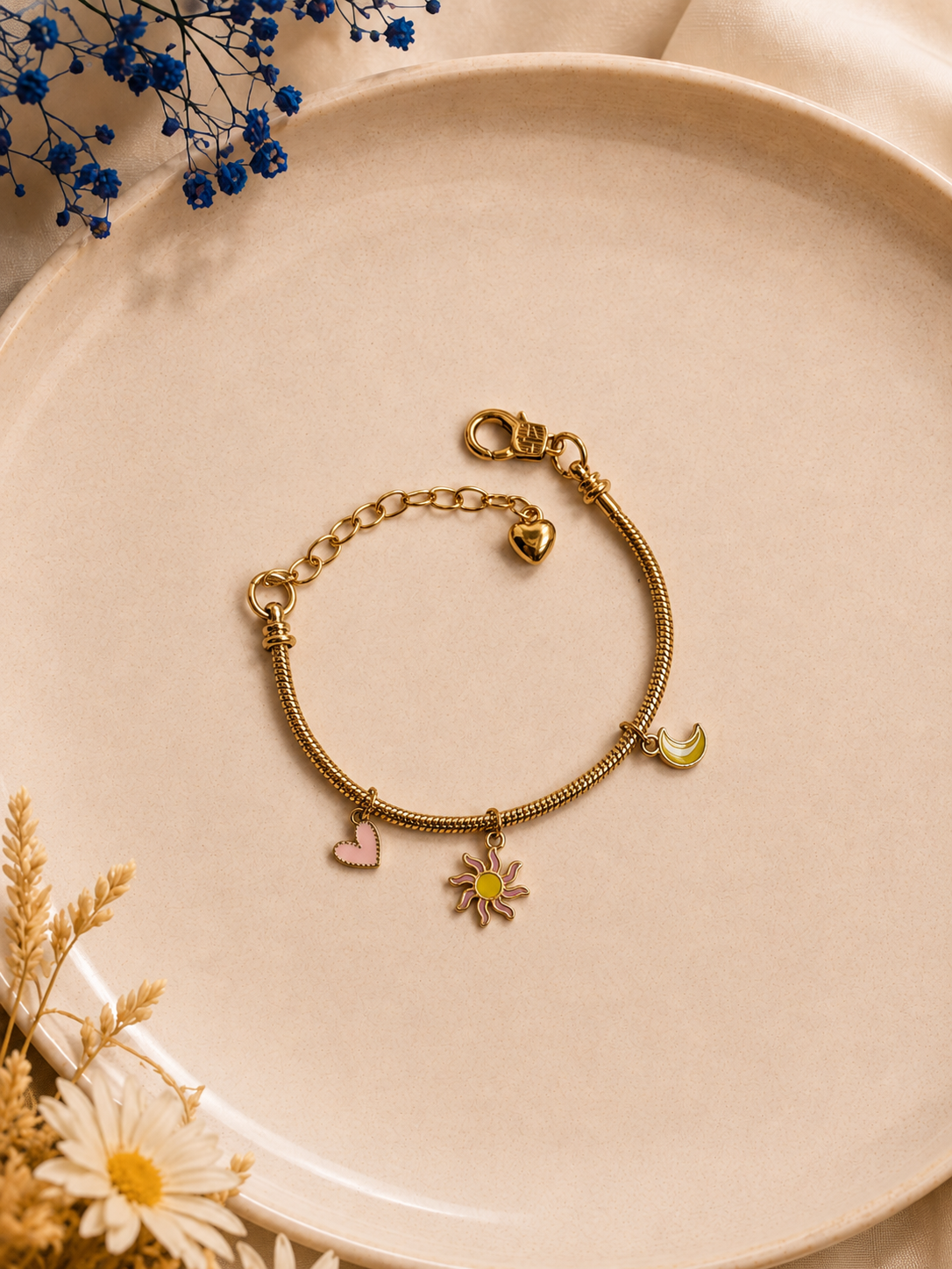 Gold Sun Moon Bhabhi Rakhi - Charm Bracelet Gift Online
