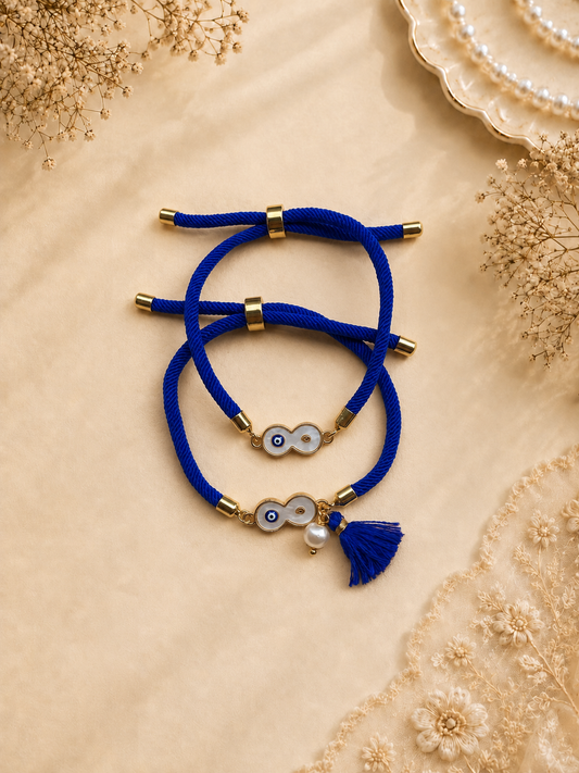 Blue Infinity Evil Eye Bracelet Rakhi Set