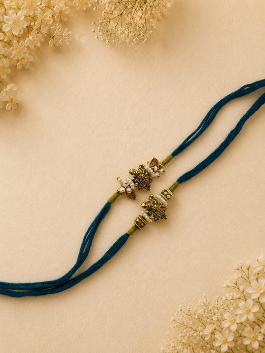 Blue Shreenath Ji Rakhi Set for Brother Traditional Festive Rakhi