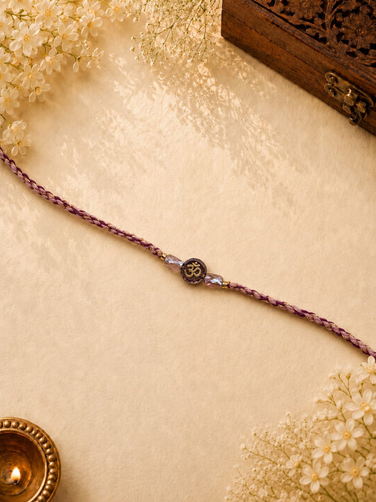 Purple Om Charm Rakhi for Brother | Handmade Spiritual Rakhi