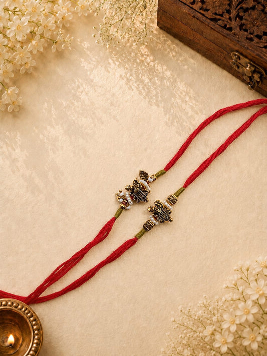Shreenath Ji Rakhi Set for Brother Red Thread Traditional Rakhi Gift