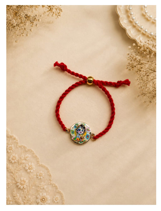 Bal Gopal Rakhi for Kids | Lord Krishna Adjustable Rakhi with Red Thread