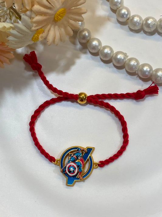 Captain America Spinner Rakhi for Kids – Adjustable Superhero Rakhi with Rotating Charm